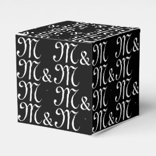 Customize w couple's Initials monogram black gift Favor Box