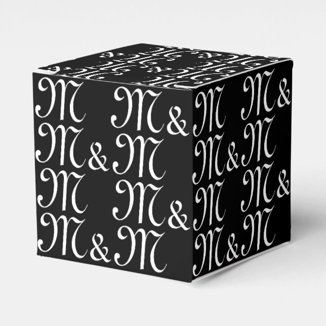 Customize w couple's Initials monogram black gift Favor Box (Front Side)
