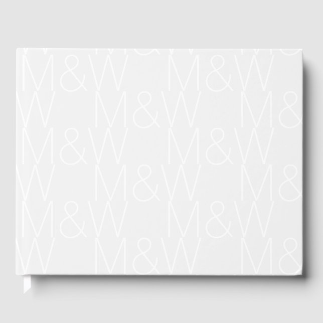 Customize w couple's Initials monogram eggshell Guest Book (Front)