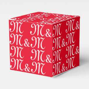 Customize w couple's Initials monogram red gift Favor Box