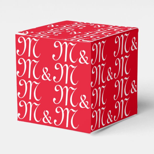 Customize w couple's Initials monogram red gift Favor Box (Front Side)