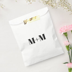 Customize w/Initial black Letter Number white Favour Bag