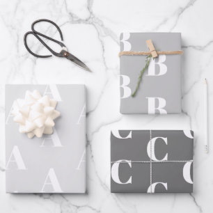 Customize w/Initial monogram Letter Grey shades Wrapping Paper Sheet