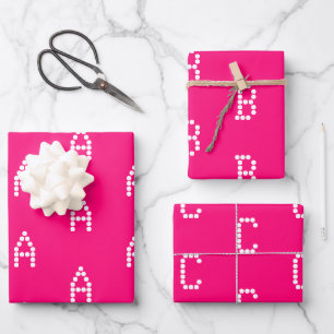 Customize w/Initial monogram Letter pink fuchsia Wrapping Paper Sheet