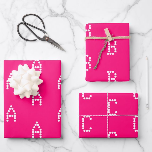 Customize w/Initial monogram Letter pink fuchsia Wrapping Paper Sheet (Front)