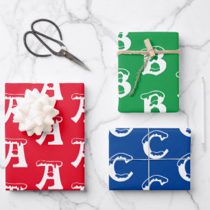 Customize w/Initial monogram Letter Red blue green Wrapping Paper Sheet
