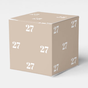 Customize w/Initial White Letter Number beige gift Favor Box