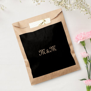 Customize w/Initial White Letter Number Black Favour Bag