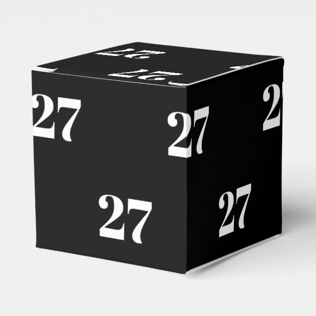 Customize w/Initial White Letter Number black gift Favor Box (Front Side)