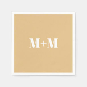 Customize w/Initial White Letter Number Camel Napkin