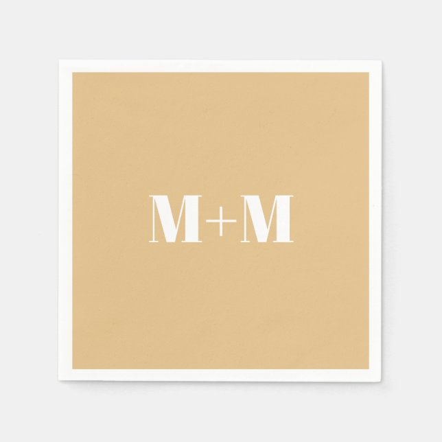 Customize w/Initial White Letter Number Camel Napkin (Front)