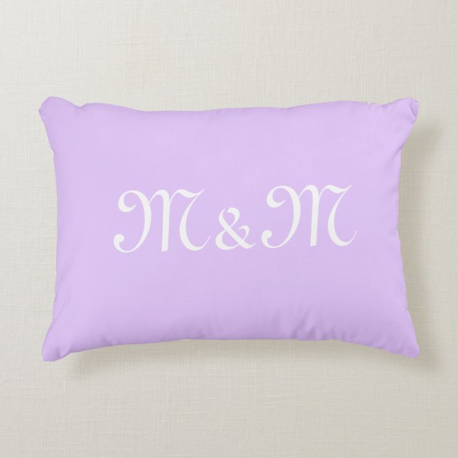 Customize w/Initial White Letter Number lavender Accent Pillow (Front)
