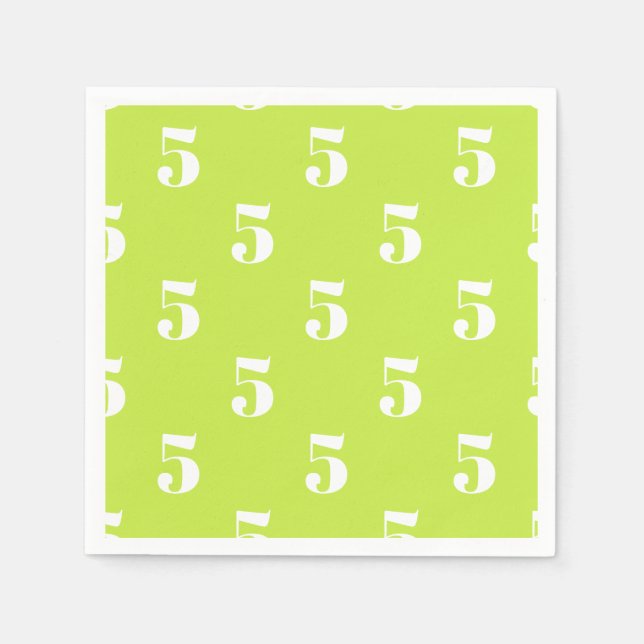 Customize w/Initial White Letter Number lime green Napkin (Front)