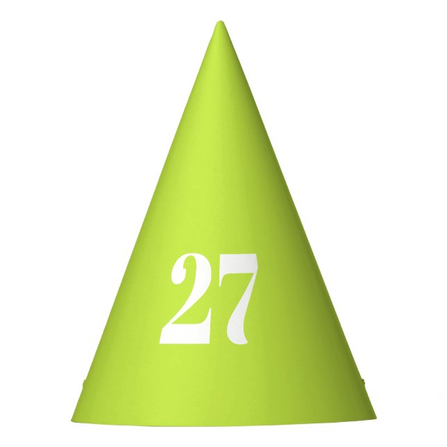 Customize w/Initial White Letter Number lime green Party Hat (Front)