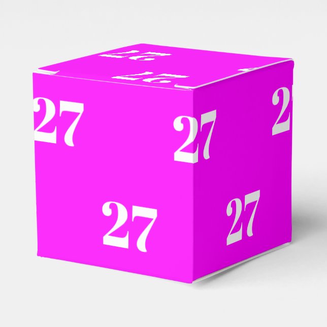 Customize w/Initial White Letter Number magenta Favor Box (Front Side)