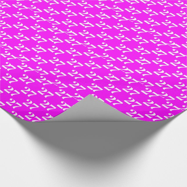 Customize w/Initial, White Letter, Number magenta Wrapping Paper (Corner)