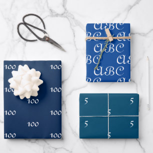 Customize w/Initial, White Letter Number, monogram Wrapping Paper Sheet