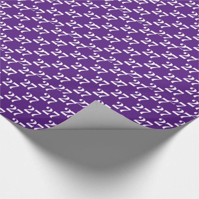 Customize w/Initial, White Letter, Number purple Wrapping Paper (Corner)