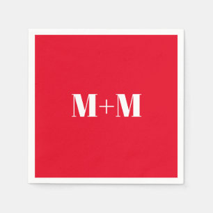 Customize w/Initial White Letter Number red paper Napkin
