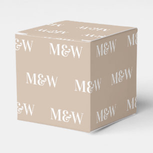 Customize w/Initial White monogram beige gift Favor Box