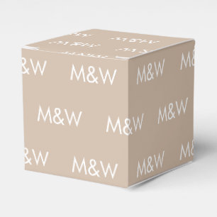 Customize w/Initial White monogram beige gift Favor Box