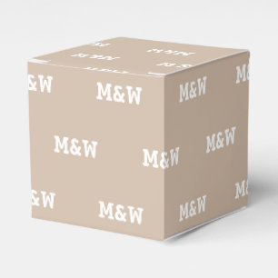 Customize w/Initial White monogram beige gift Favor Box