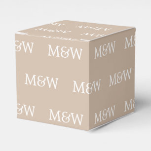 Customize w/Initial White monogram beige gift Favor Box