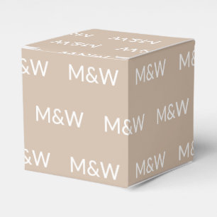 Customize w/Initial White monogram beige gift Favor Box