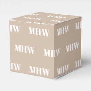 Customize w/Initial White monogram beige gift Favor Box