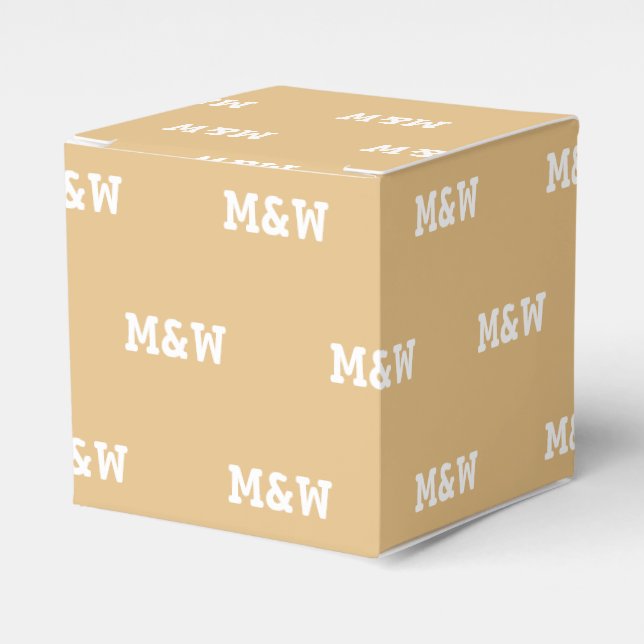 Customize w/Initial White monogram camel gift Favor Box (Front Side)