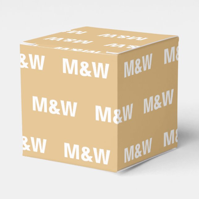 Customize w/Initial White monogram camel gift Favor Box (Front Side)
