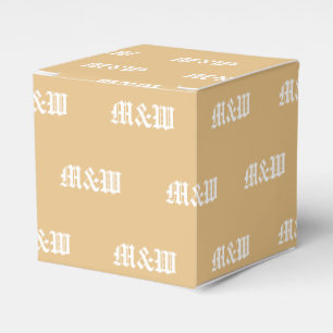 Customize w/Initial White monogram camel gift Favor Box