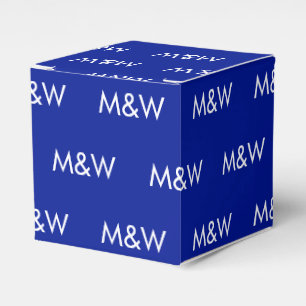 Customize w/Initial White monogram cobalt blue Favor Box