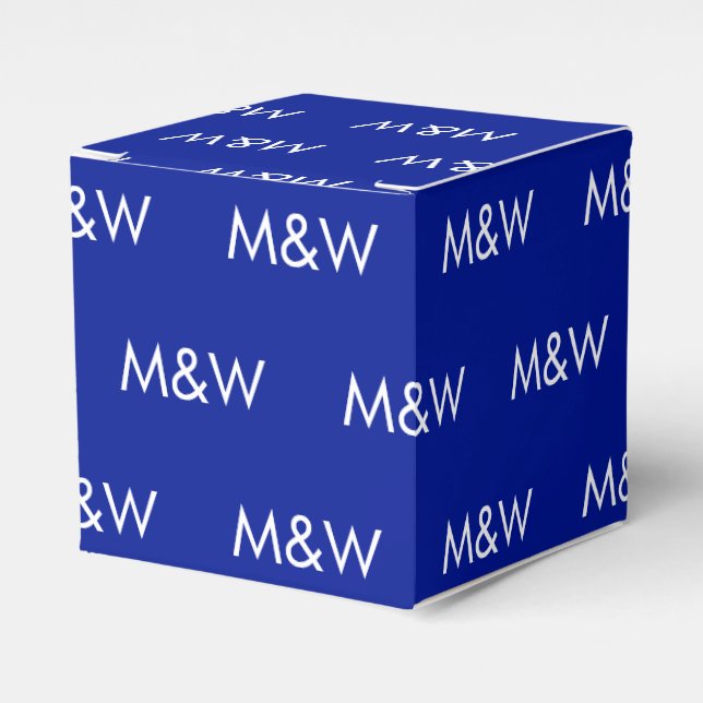 Customize w/Initial White monogram cobalt blue Favor Box (Front Side)