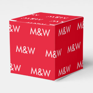 Customize w/Initial White monogram red Favor Box