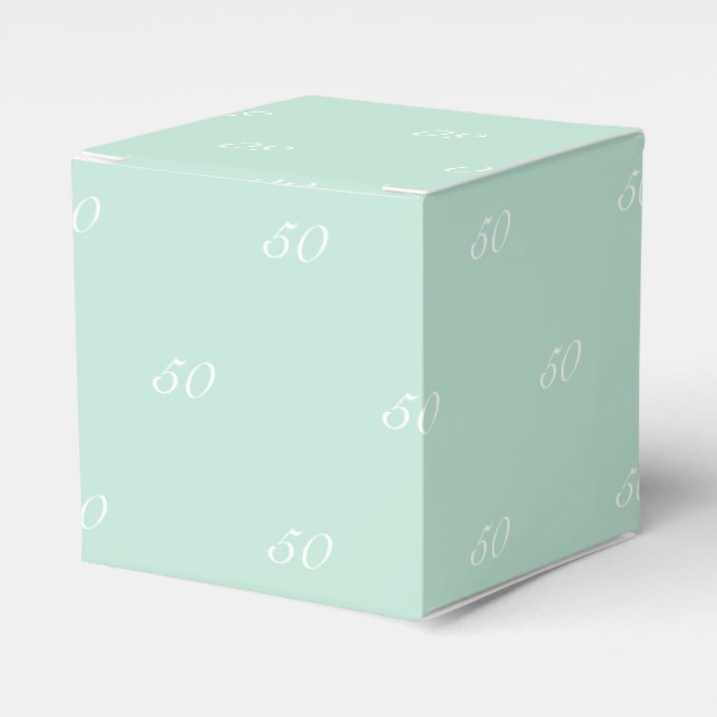 Customize w/Initial White monogram seafoam mint Favor Box (Front Side)