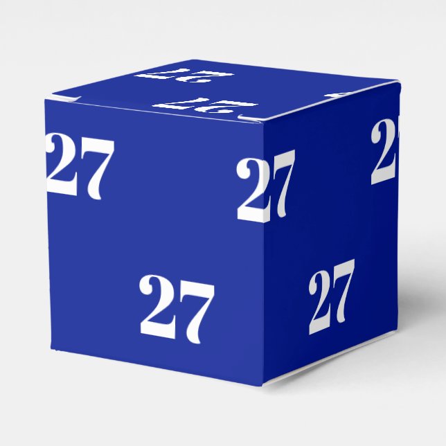 Customize w/Initial, White Number cobalt blue gift Favor Box (Front Side)