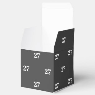 Customize w/Initial White Number dark grey gift Favor Box
