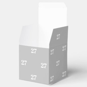 Customize w/Initial White Number grey gift Favor Box