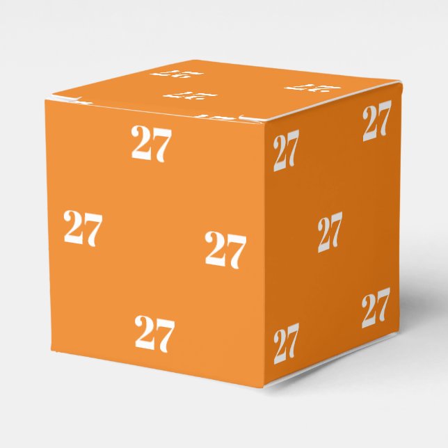Customize w/Initial White Number orange gift Favor Box (Front Side)