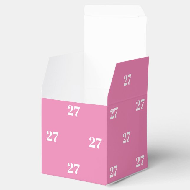 Customize w/Initial White Number pink gift Favor Box (Opened)