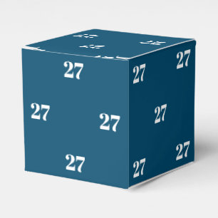 Customize w/Initial White Number teal blue gift Favor Box
