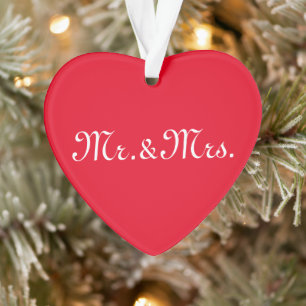 Customize w/Initials couple's monogram red white Ornament