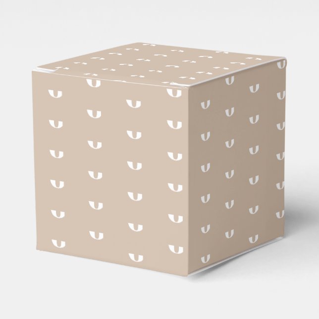 Customize w/number, initial beige tan white gift favor box (Front Side)
