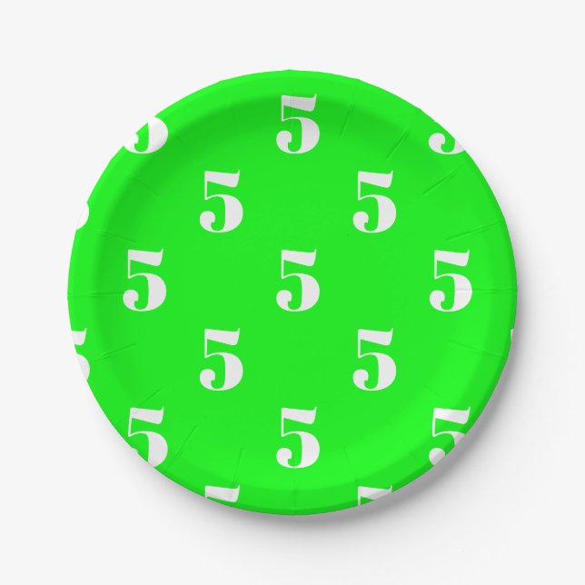 Customize w/ year number initials monogram neon paper plate (Front)