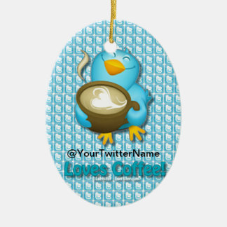 Customize W/ Your Twitter Name Coffee Bird Ceramic Ornament