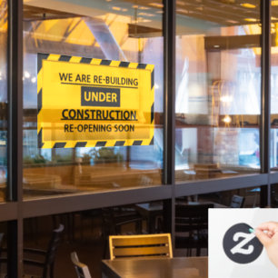 Customize We Are Re-building Under Construction   Window Cling