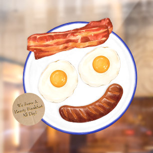 Customize We Serve Breakfast All Day Eggs Bacon Window Cling