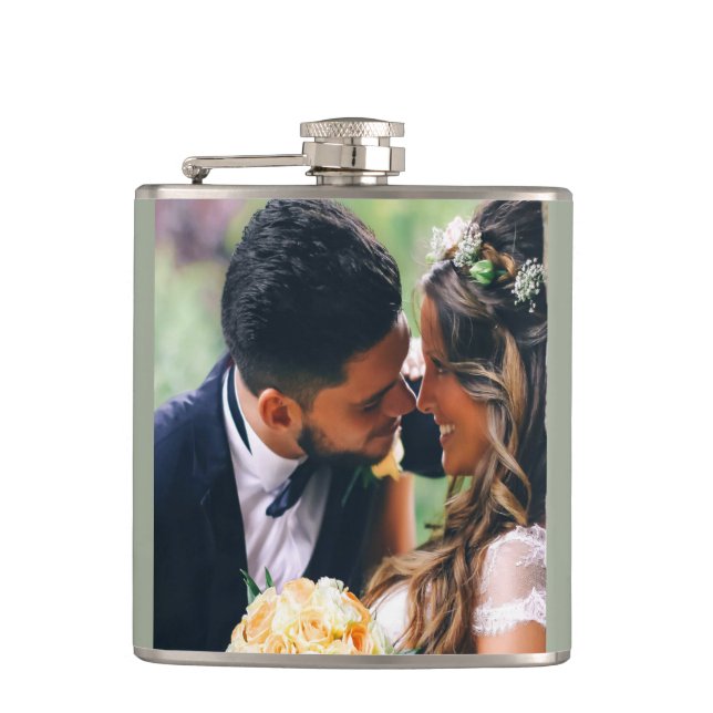 Customize Wedding Couple Photo Gift Hip Flask (Front)