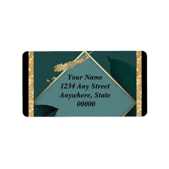 Customize Wedding Return Label Emerald Green Gold  (Front)
